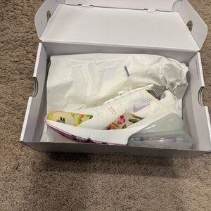 Nike Air Max 270 Floral Cream and Purple Sneakers